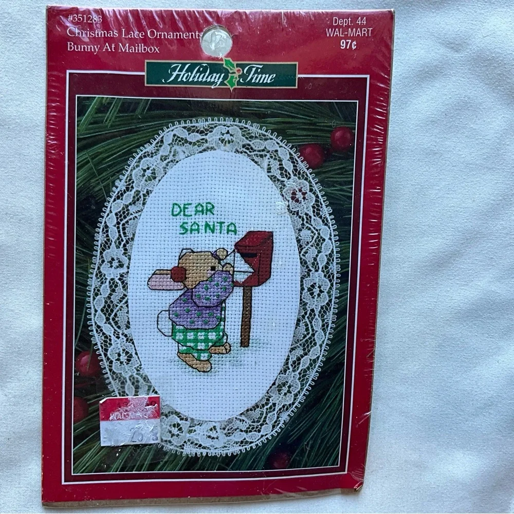 Vintage Lot of 5 Christmas Ornament Cross Stitch Kits Holiday Time Janlynn